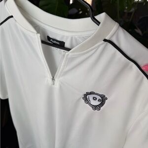 White Shirt with Malbon Embroidered Logo